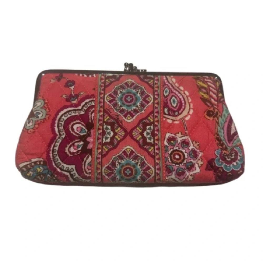 Vera Bradley Wallet / clutch kiss lock coral red pink purple - Picture 1 of 6